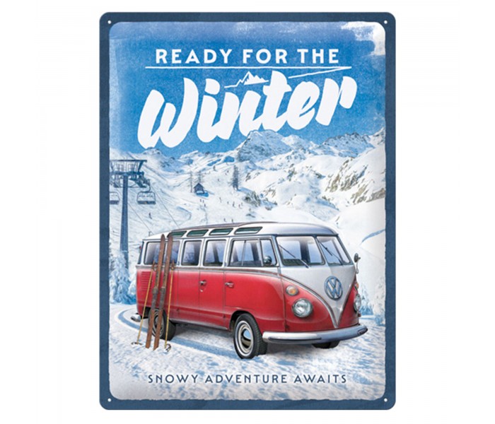 Metalowy Plakat 30x40 VW Bulli Ready For The Winter