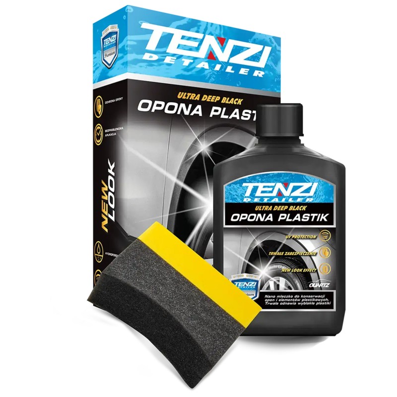 TENZI DETAILER OPONA PLASTIK 0,3L - Innowacyjne Mleczko NANO z Kwarcem - Opony i Plastiki Jak Nowe!