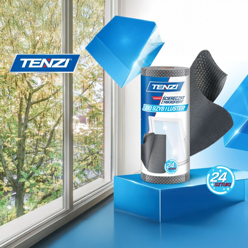 TENZI Ściereczki Mikrofibry w Rolce 30x45cm (24 szt.) - Idealnie Czyste Szyby i Lustra