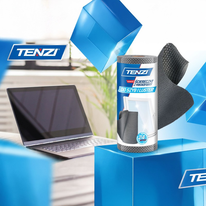 TENZI Ściereczki Mikrofibry w Rolce 30x45cm (24 szt.) - Idealnie Czyste Szyby i Lustra