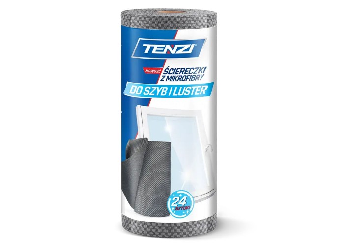 TENZI Ściereczki Mikrofibry w Rolce 30x45cm (24 szt.) - Idealnie Czyste Szyby i Lustra
