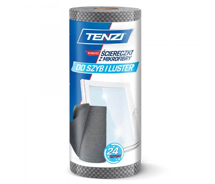 TENZI Ściereczki Mikrofibry w Rolce 30x45cm (24 szt.) - Idealnie Czyste Szyby i Lustra