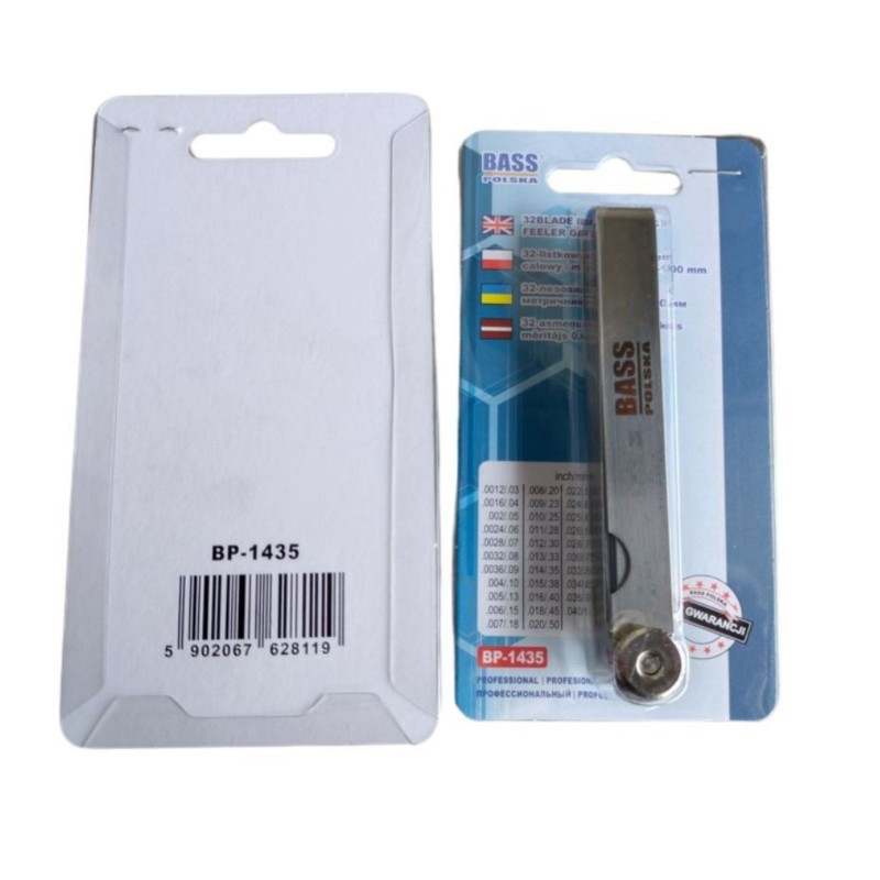 Bass Polska Szczelinomierz listkowy 32 płytki 0.03-1.00mm do zaworów 1435