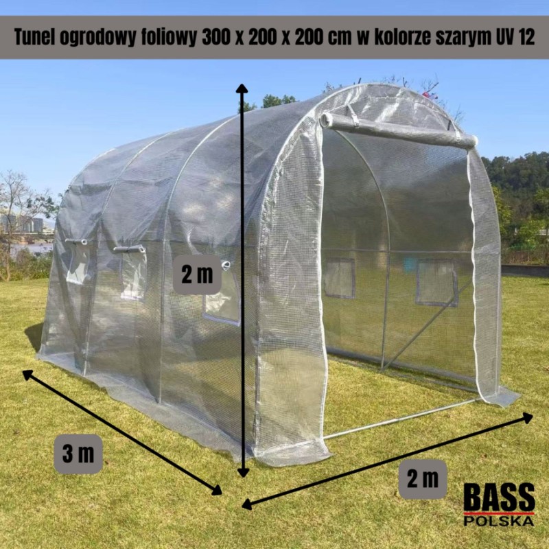 Bass Polska Tunel ogrodowy foliowy 300 x 200 x 200 cm w kolorze szarym UV 12 85900