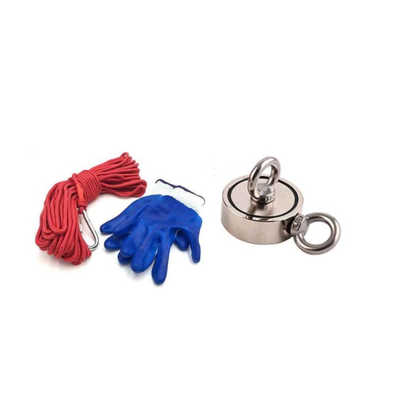 Bass Polska Zestaw magnes neodymowy 190 kg linka i rękawiczki 2881