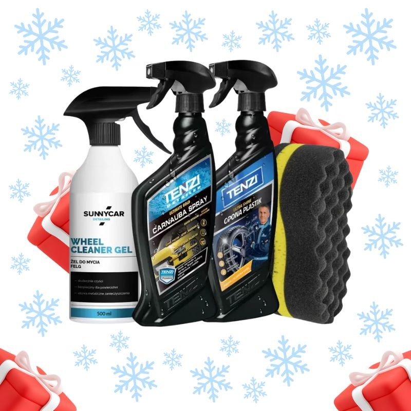 Prezent dla Chłopaka do 100 zł - Wheel Cleaner SunnyCar + Opona Plastik Tenzi + Gąbka