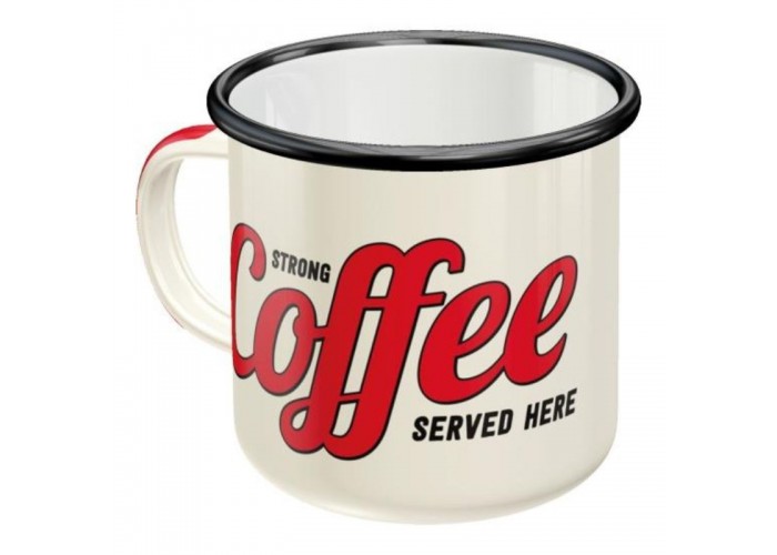 Nostalgic Art 43203 Emaliowany Kubek Strong Coffee Ser Strong Coffee Served Here