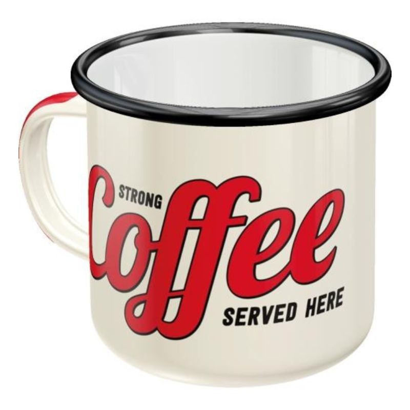 Nostalgic Art 43203 Emaliowany Kubek Strong Coffee Ser Strong Coffee Served Here