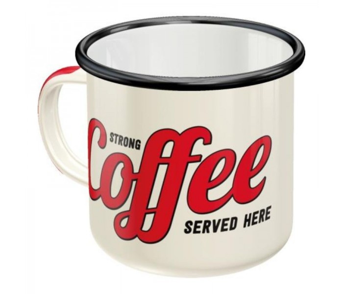 Nostalgic Art 43203 Emaliowany Kubek Strong Coffee Ser Strong Coffee Served Here