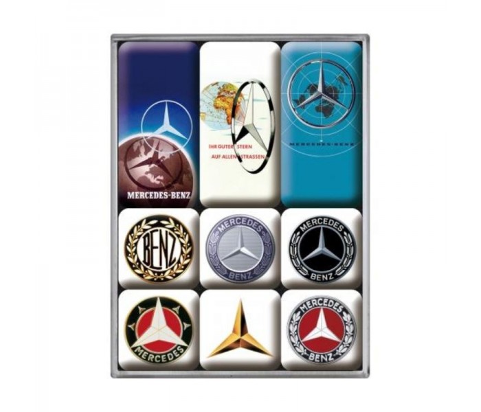 Nostalgic Art 83103 Magnesy 9 szt. Mercedes-Benz - Logo Evolution