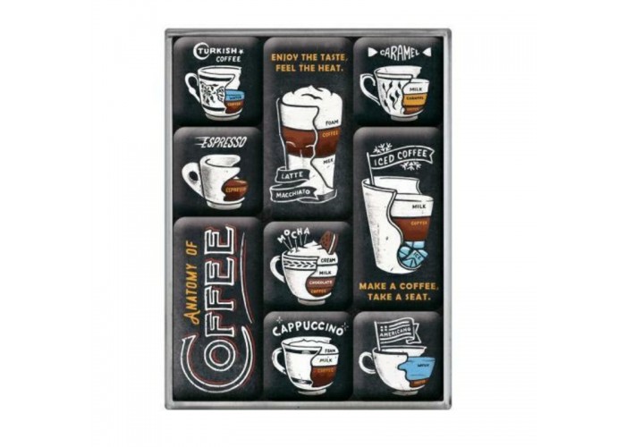 Nostalgic Art 83112 Magnesy 9 szt. Anatomy of Coffee