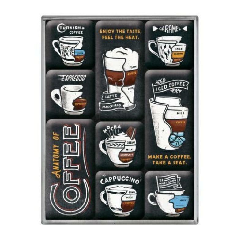 Nostalgic Art 83112 Magnesy 9 szt. Anatomy of Coffee