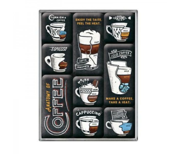 Nostalgic Art 83112 Magnesy 9 szt. Anatomy of Coffee