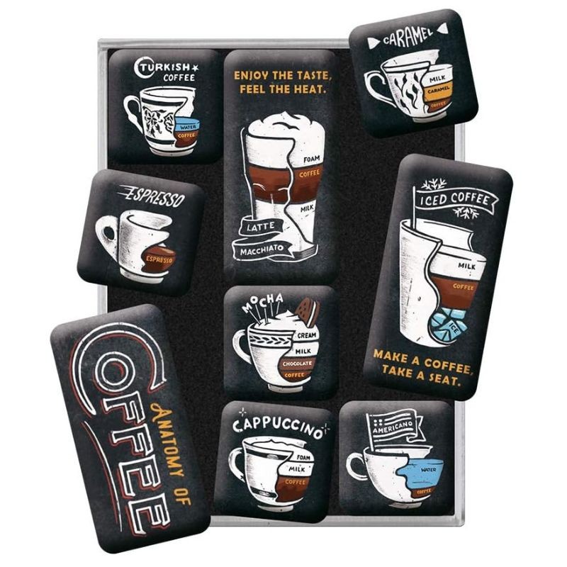 Nostalgic Art 83112 Magnesy 9 szt. Anatomy of Coffee