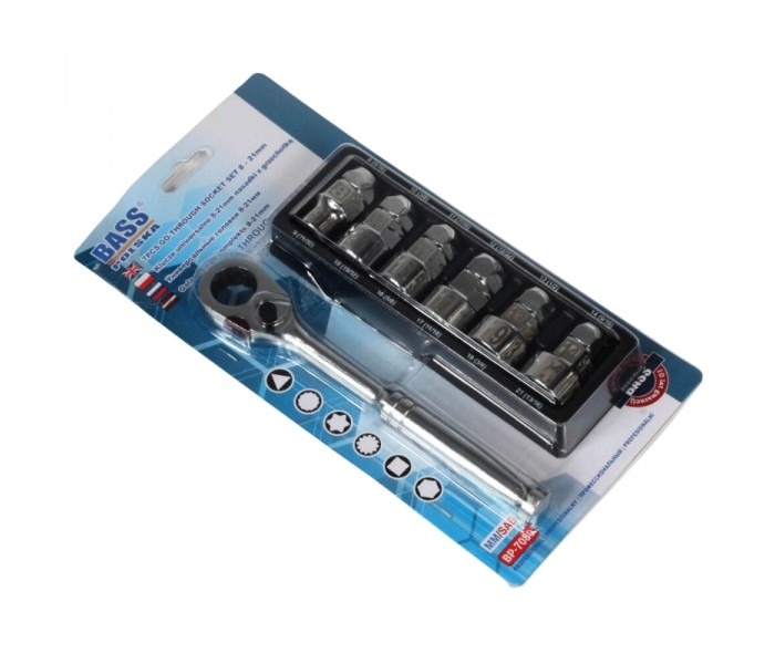 Klucz uniwersalny z grzechotką 8-21mm nasadki - Bass Polska