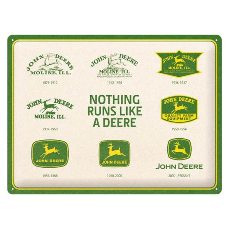 Nostalgic Art 23383 Plakat 30x40 John Deere 150 Years Logo Evolution