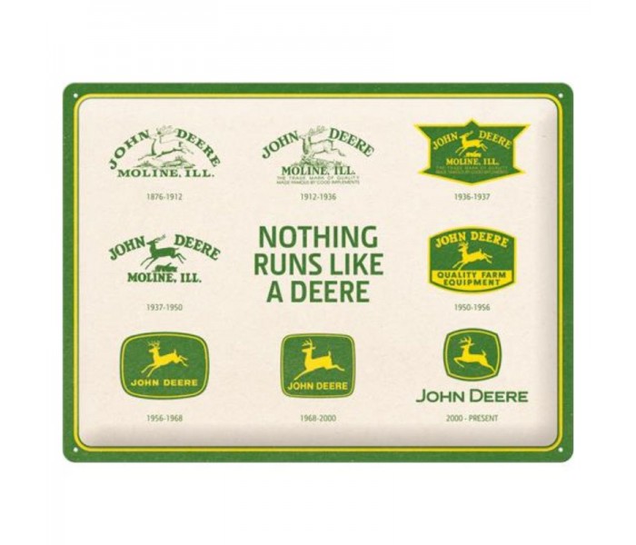 Nostalgic Art 23383 Plakat 30x40 John Deere 150 Years Logo Evolution