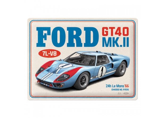Nostalgic Art 23384 Plakat 30x40 Ford GT40 24h Le Mans 1966