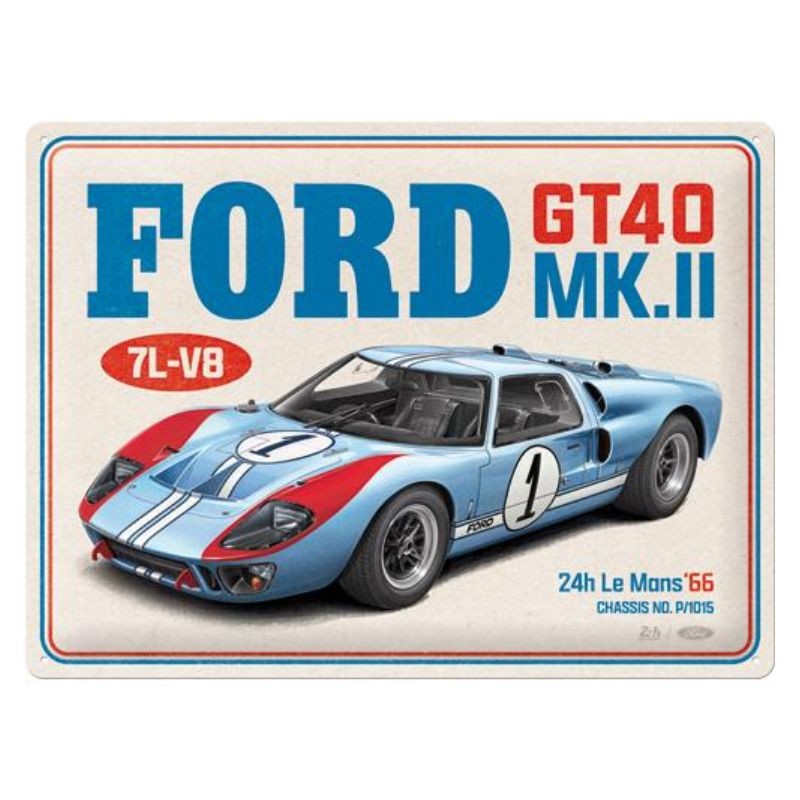 Nostalgic Art 23384 Plakat 30x40 Ford GT40 24h Le Mans 1966
