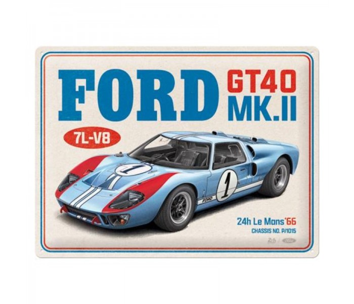 Nostalgic Art 23384 Plakat 30x40 Ford GT40 24h Le Mans 1966