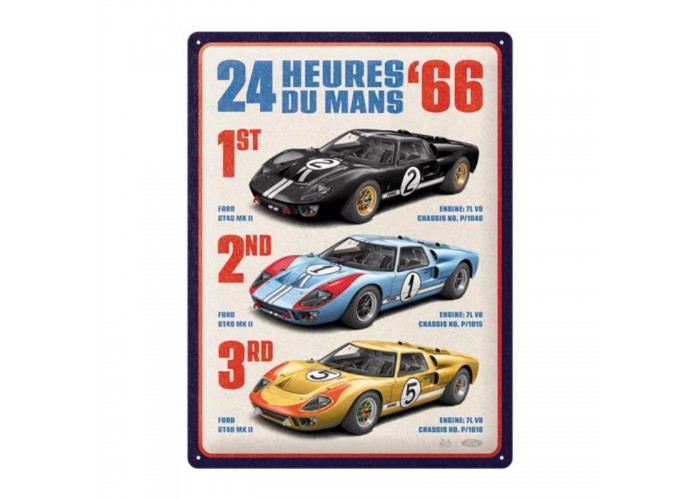 Nostalgic Art 23385 Plakat 30x40 24h Le Mans 1966 Ford GT40 Winners