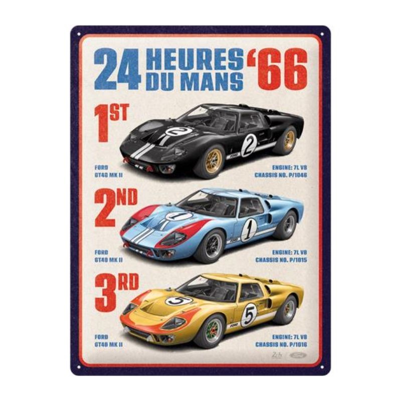 Nostalgic Art 23385 Plakat 30x40 24h Le Mans 1966 Ford GT40 Winners