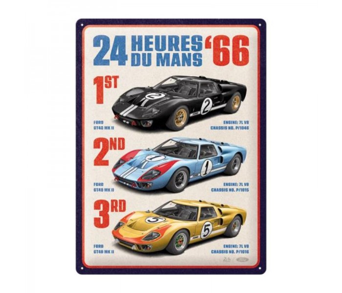 Nostalgic Art 23385 Plakat 30x40 24h Le Mans 1966 Ford GT40 Winners