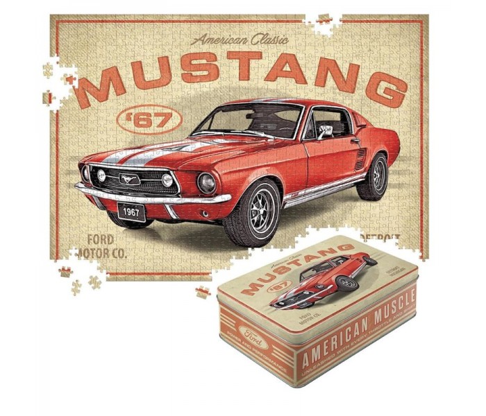 Nostalgic Art 56010 Puszka Puzzle Ford Mustang GT 1967 Red
