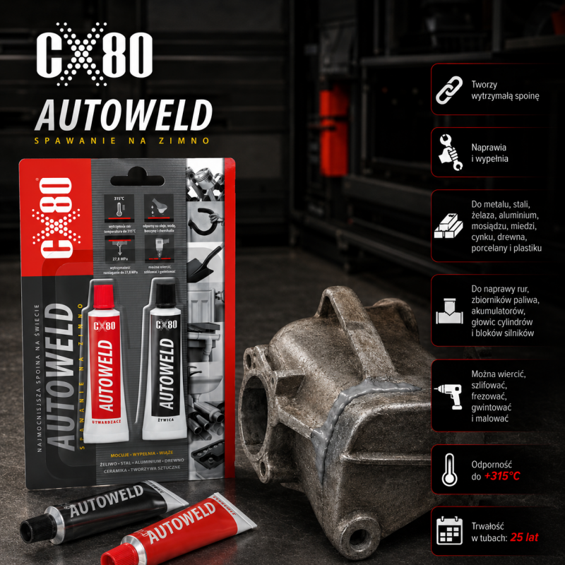 CX80 Auto Weld klej do metalu i plastików, spawanie na zimno