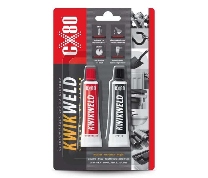 CX80 Kwik Weld klej dwuskładnikowy epoksydowy (do metalu, plastiku, drewna, porcelany)