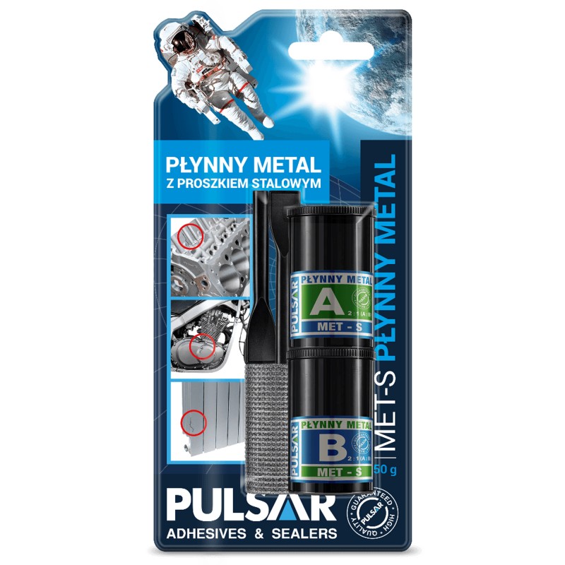 PULSAR MET-S 50g Dwuskładnikowy klej do metalu, płynny metal